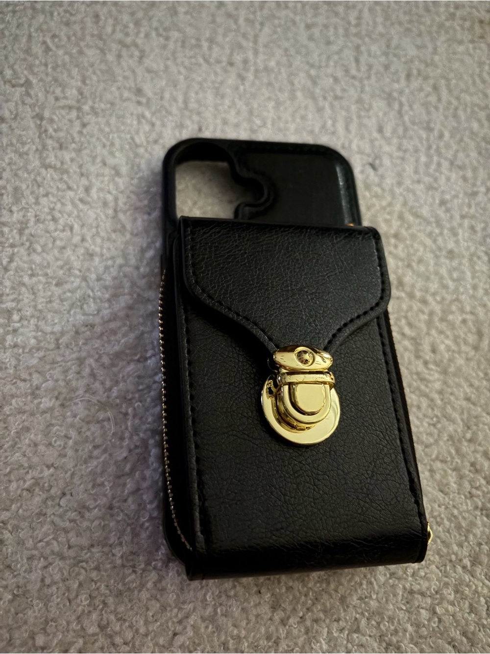 Apple Black Leather Wallet Case with Gold Hardware IPhone 17